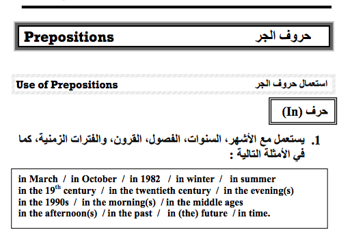 حروف جر الانجليزي , حرف جر لتعلم الانجليزيه