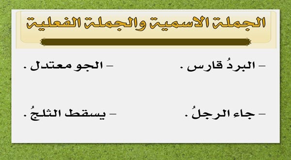 بحث عن الجملة الاسمية والفعلية , اعراب الجمل الاسميه والفعليه 